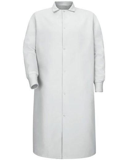 Red Kap Unisex Gripper-Front Pocketless Butcher Coat With Knit Cuffs - KS60 - EMBROIDERED