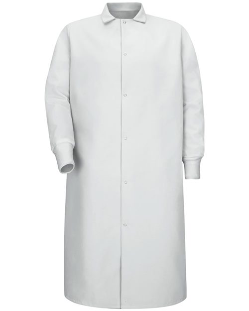 Red Kap Unisex Gripper-Front Pocketless Butcher Coat With Knit Cuffs - KS60 - EMBROIDERED