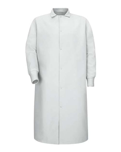 Red Kap Unisex Gripper-Front Pocketless Butcher Coat With Knit Cuffs - KS60 - EMBROIDERED