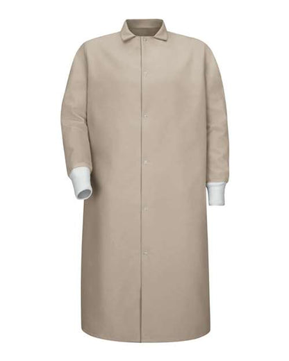 Red Kap Unisex Gripper-Front Pocketless Butcher Coat With Knit Cuffs - KS60 - EMBROIDERED