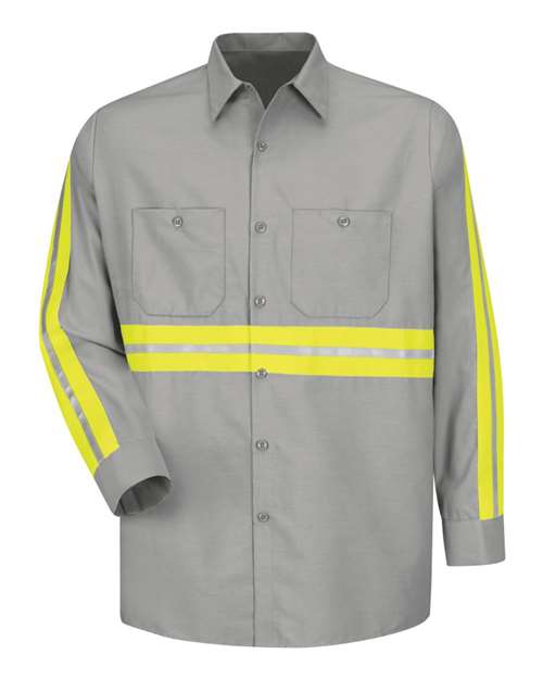 Red Kap Men's Tall Industrial Enhanced-Visibility Long Sleeve Work Shirt - SP14ET - EMBROIDERED