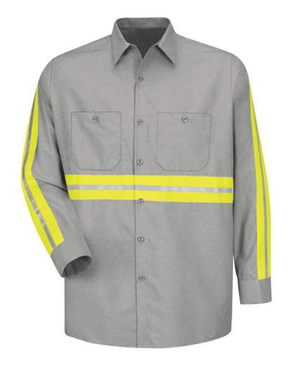 Red Kap Men's Tall Industrial Enhanced-Visibility Long Sleeve Work Shirt - SP14ET - EMBROIDERED