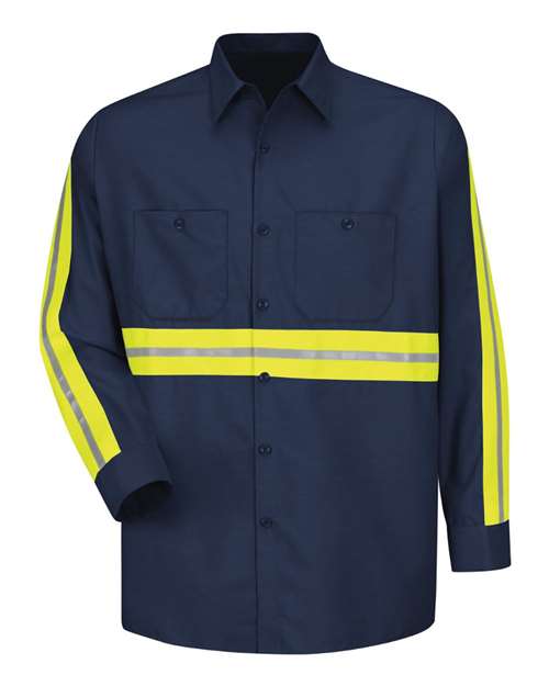 Red Kap Men's Tall Industrial Enhanced-Visibility Long Sleeve Work Shirt - SP14ET - EMBROIDERED