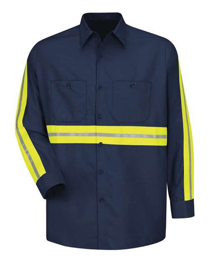 Red Kap Men's Tall Industrial Enhanced-Visibility Long Sleeve Work Shirt - SP14ET - EMBROIDERED
