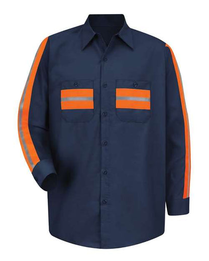 Red Kap Men's Tall Industrial Enhanced-Visibility Long Sleeve Work Shirt - SP14ET - EMBROIDERED