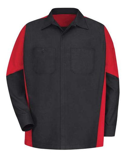 Red Kap Men's Tall Long Sleeve Automotive Crew Shirt - SY10T - EMBROIDERED