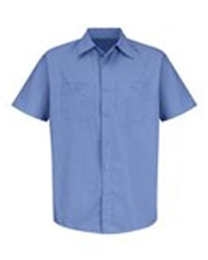 Red Kap Men's Tall Industrial Stripe Short Sleeve Work Shirt - SB22T - EMBROIDERED