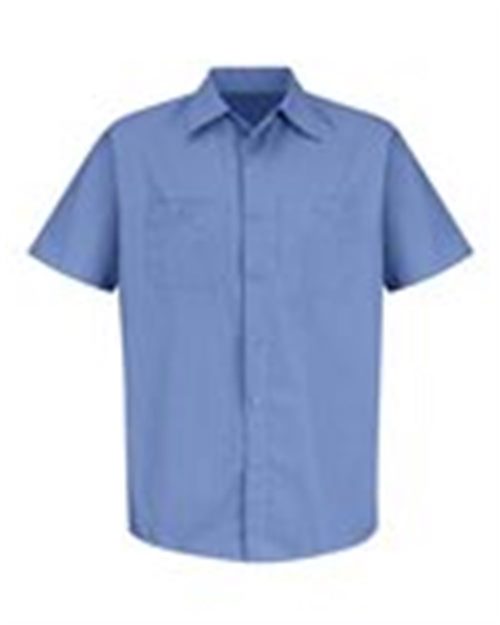 Red Kap Men's Tall Industrial Stripe Short Sleeve Work Shirt - SB22T - EMBROIDERED