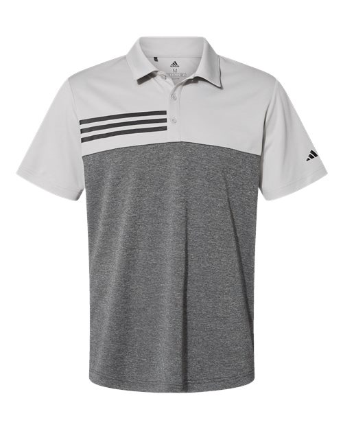 Adidas. Men's Heathered Colorblocked 3-Stripes Polo. A508
