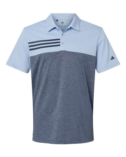 Adidas. Men's Heathered Colorblocked 3-Stripes Polo. A508