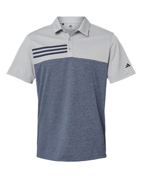 Adidas. Men's Heathered Colorblocked 3-Stripes Polo. A508
