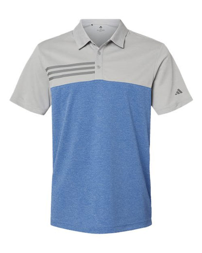 Adidas. Men's Heathered Colorblocked 3-Stripes Polo. A508