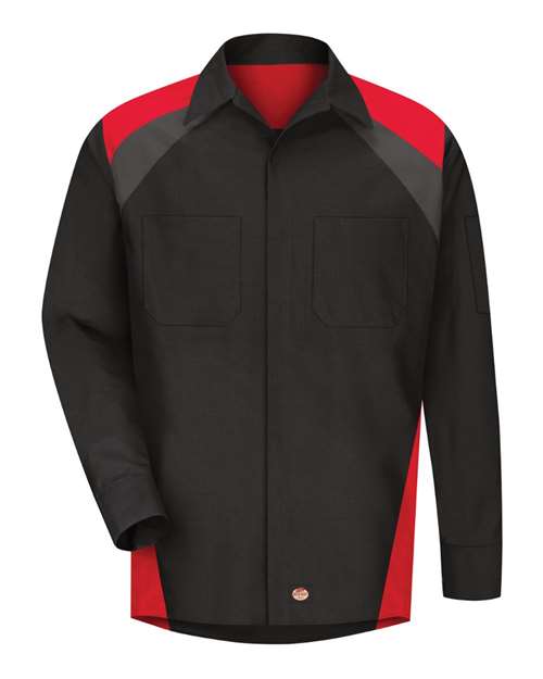 Red Kap Men's Long Sleeve Tri-Color Shop Shirt - SY18 - EMBROIDERED