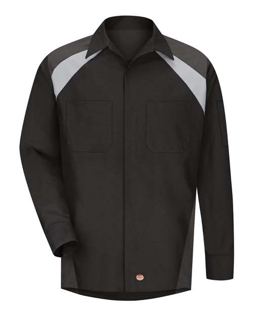 Red Kap Men's Tall Long Sleeve Tri-Color Shop Shirt - SY18T - EMBROIDERED