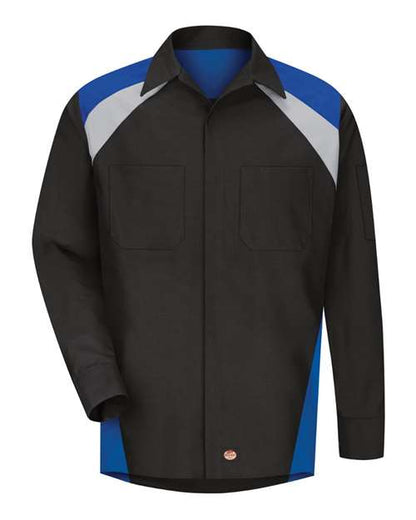 Red Kap Men's Tall Long Sleeve Tri-Color Shop Shirt - SY18T - EMBROIDERED
