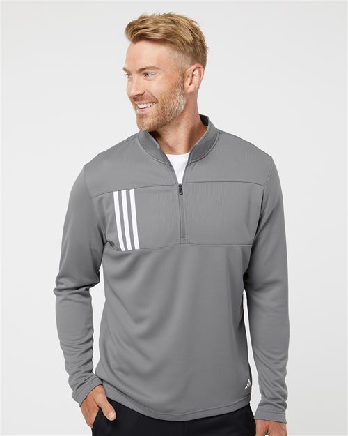 Adidas. Men's 3-Stripes Double Knit Quarter-Zip Pullover. A482
