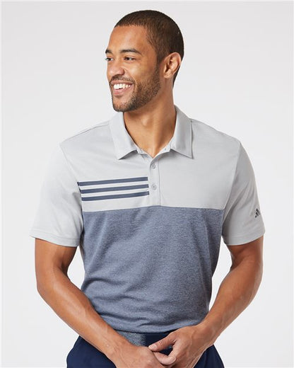 Adidas. Men's Heathered Colorblocked 3-Stripes Polo. A508