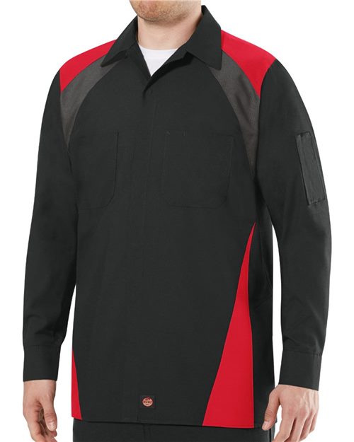 Red Kap Men's Long Sleeve Tri-Color Shop Shirt - SY18 - EMBROIDERED