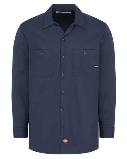 Dickies Men's Tall Industrial Cotton Long Sleeve Work Shirt - L307T - EMBROIDERED