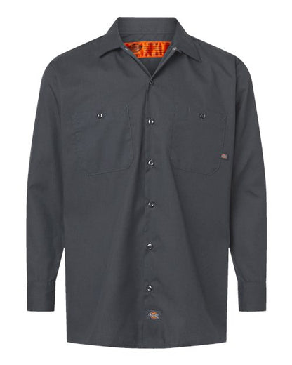Dickies Men's Tall Industrial Long Sleeve Work Shirt - L535T - EMBROIDERED