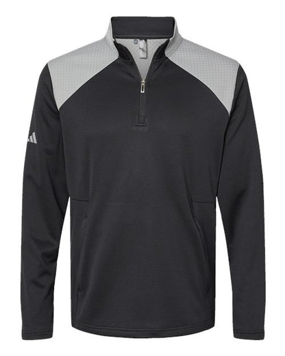Adidas Men's Textured Mixed Media Quarter-Zip Pullover - A532 - EMBROIDERED