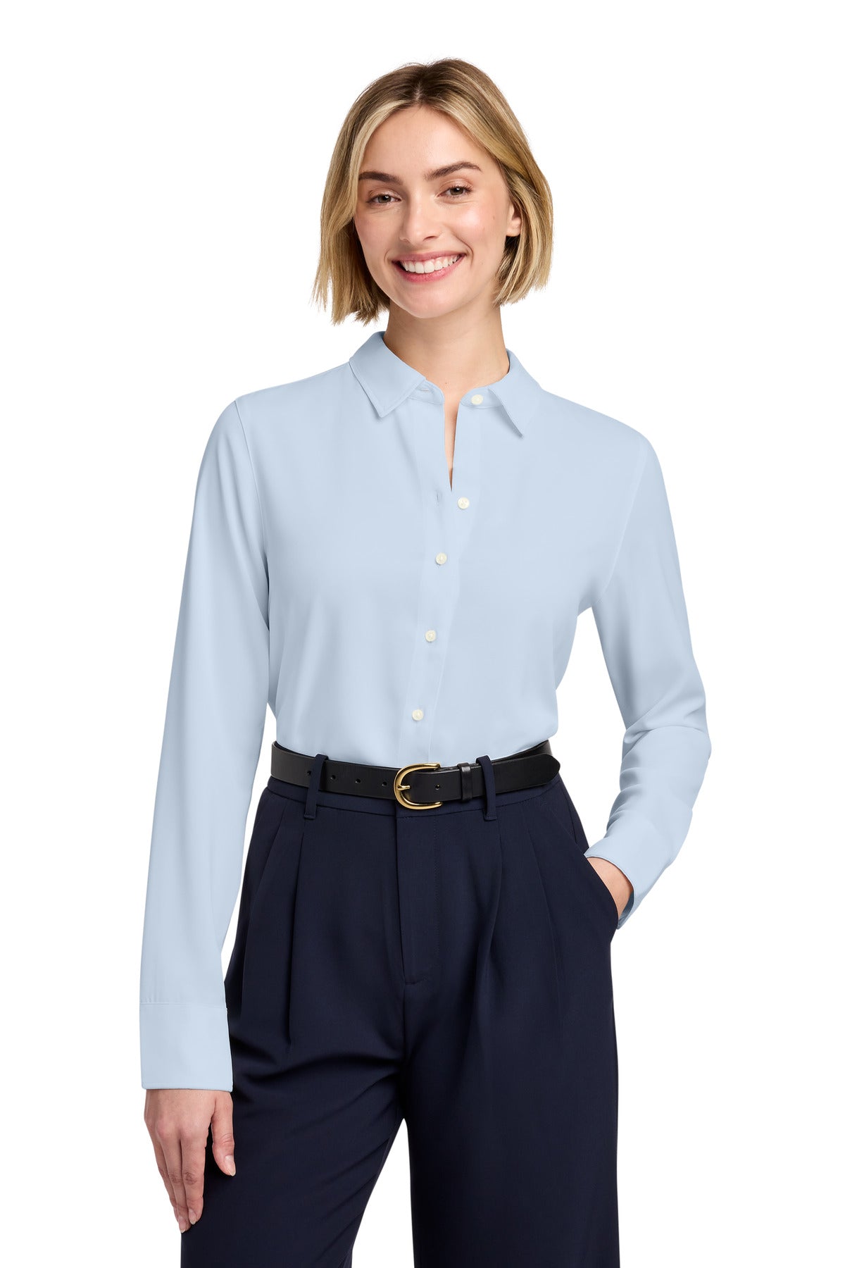 Brooks Brothers Women's Full-Button Satin Blouse BB18007 - EMBROIDERED