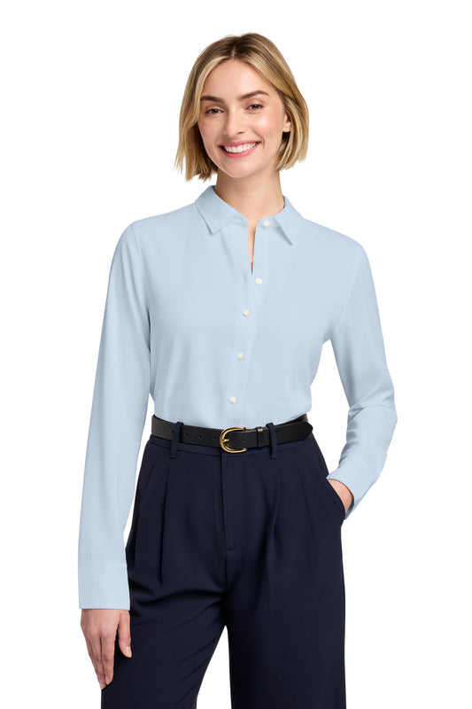 Brooks Brothers Women's Full-Button Satin Blouse BB18007 - EMBROIDERED