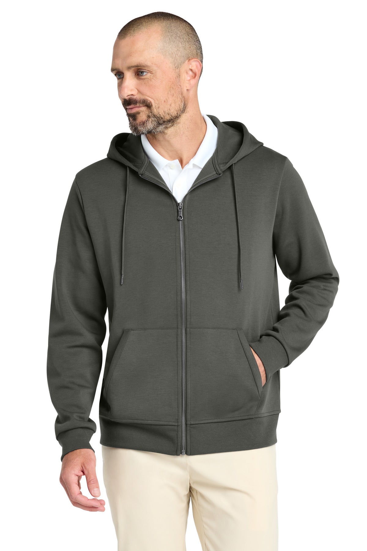 Brooks Brothers Double-Knit Full-Zip Hoodie BB18208 - EMBROIDERED