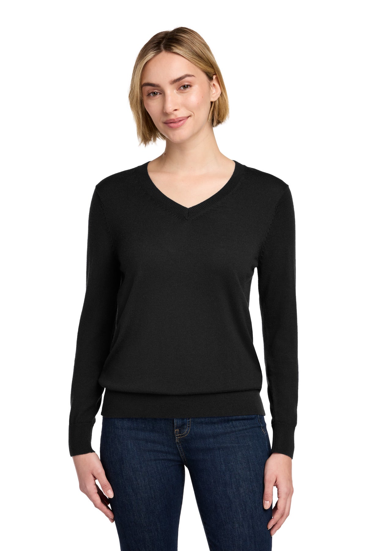 Brooks Brothers Women's Washable Merino V-Neck Sweater BB18411 - EMBROIDERED