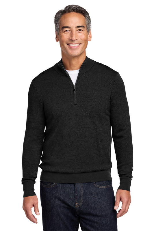 Brooks Brothers Washable Merino Birdseye 1/4-Zip Sweater BB18412