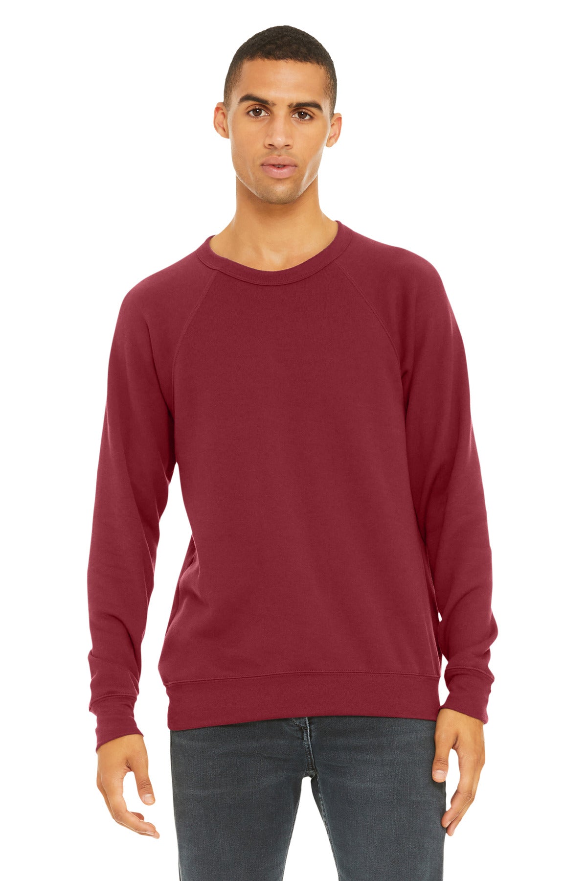 BELLA+CANVAS Unisex Sponge Fleece Raglan Sweatshirt. BC3901 - EMBROIDERED