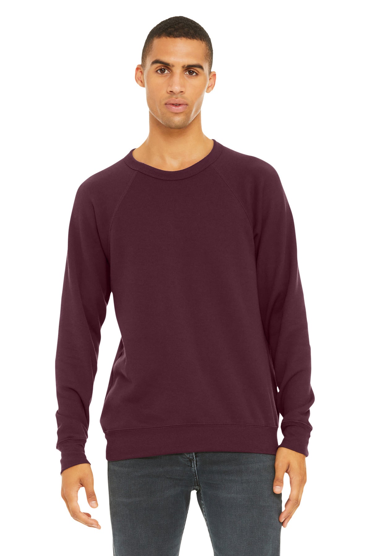 BELLA+CANVAS  Unisex Sponge Fleece Raglan Sweatshirt. BC3901 - EMBROIDERED