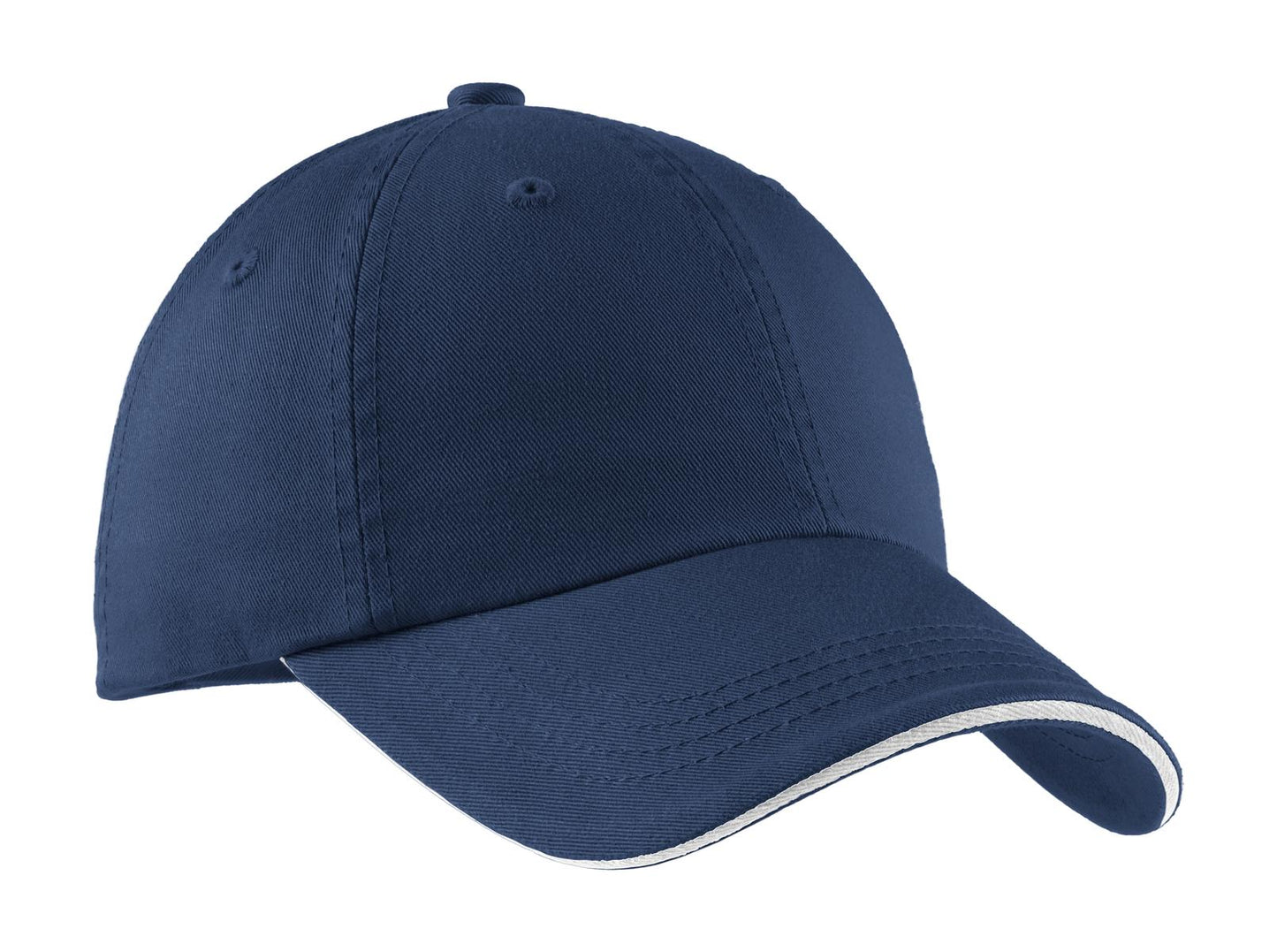 Port Authority Sandwich Bill Cap with Striped Closure.  C830 - EMBROIDERED