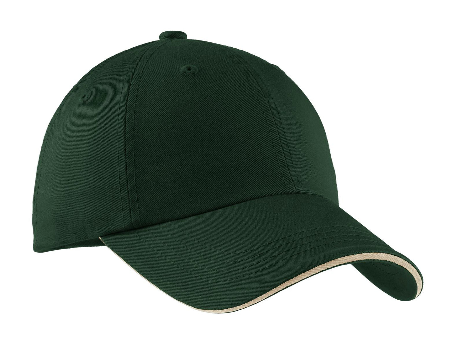 Port Authority Sandwich Bill Cap with Striped Closure. C830 - EMBROIDERED