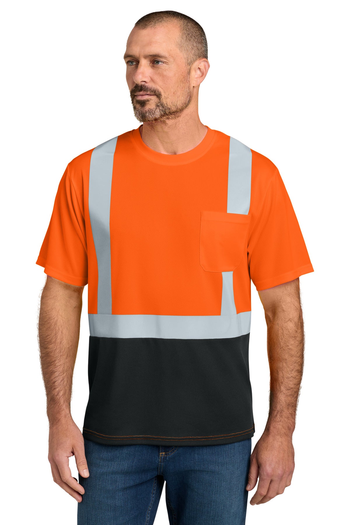 CornerStone ANSI 107 Class 2 Short Sleeve Mesh Blocked Tee CS205 - EMBROIDERED