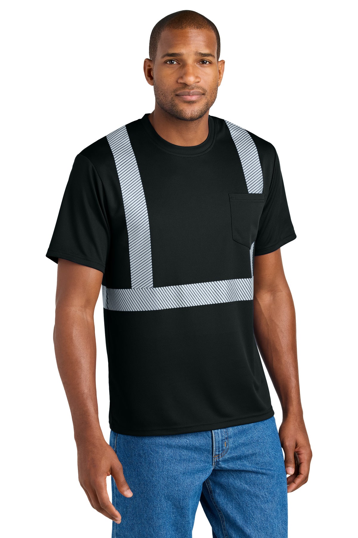 CornerStone Enhanced Visibility Segmented Tape Tee CS206 - EMBROIDERED