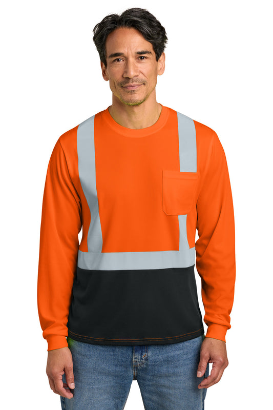 CornerStone ANSI 107 Class 2 Long Sleeve Mesh Blocked Tee CS207 - EMBROIDERED