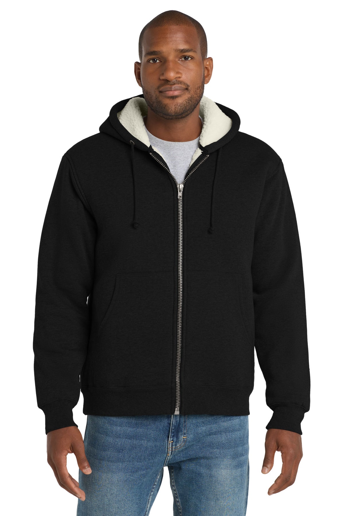 CornerStone Heavyweight Sherpa-Lined Hooded Fleece Jacket. CS625 - EMBROIDERED