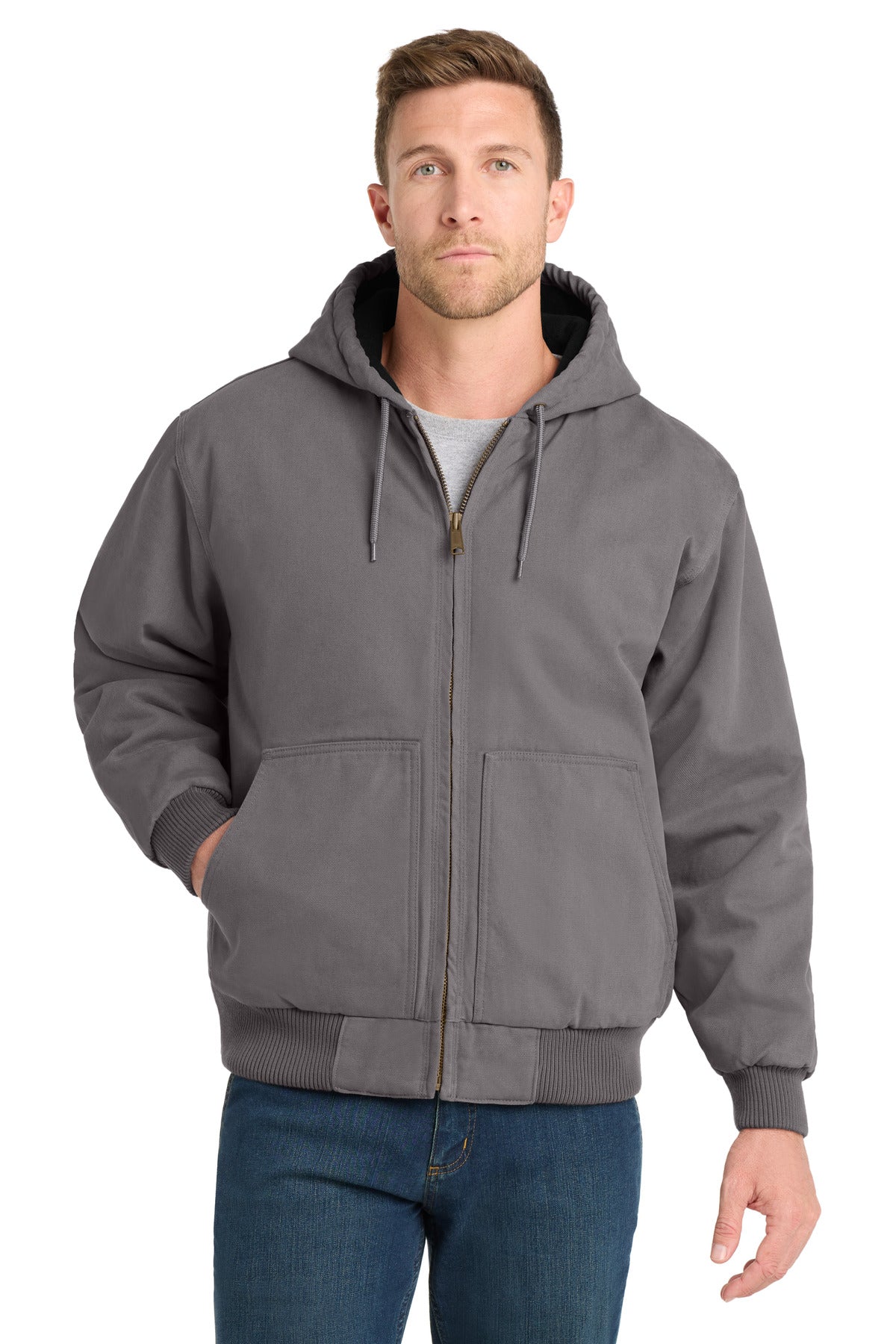 CornerStone Washed Duck Cloth Insulated Hooded Work Jacket. CSJ41 - EMBROIDERED