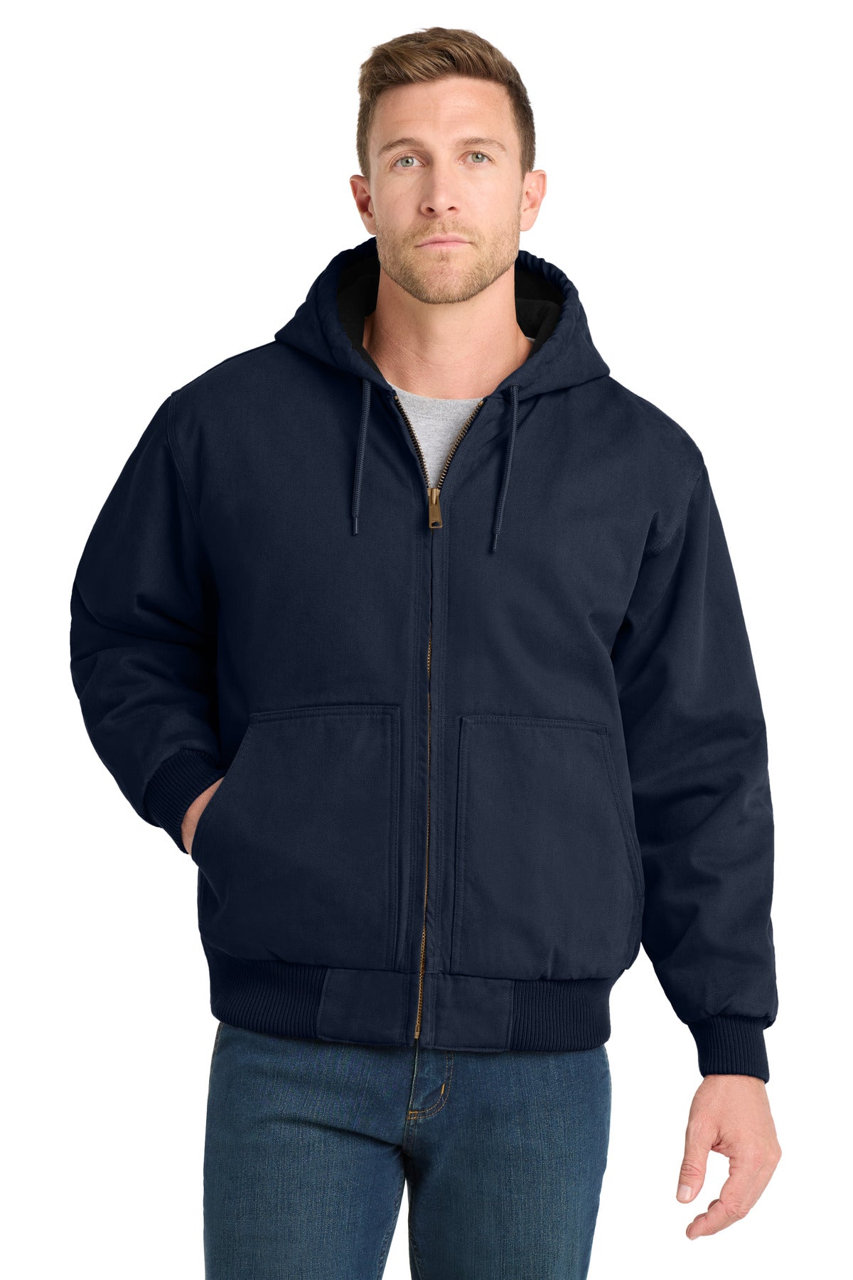 CornerStone Washed Duck Cloth Insulated Hooded Work Jacket. CSJ41 - EMBROIDERED