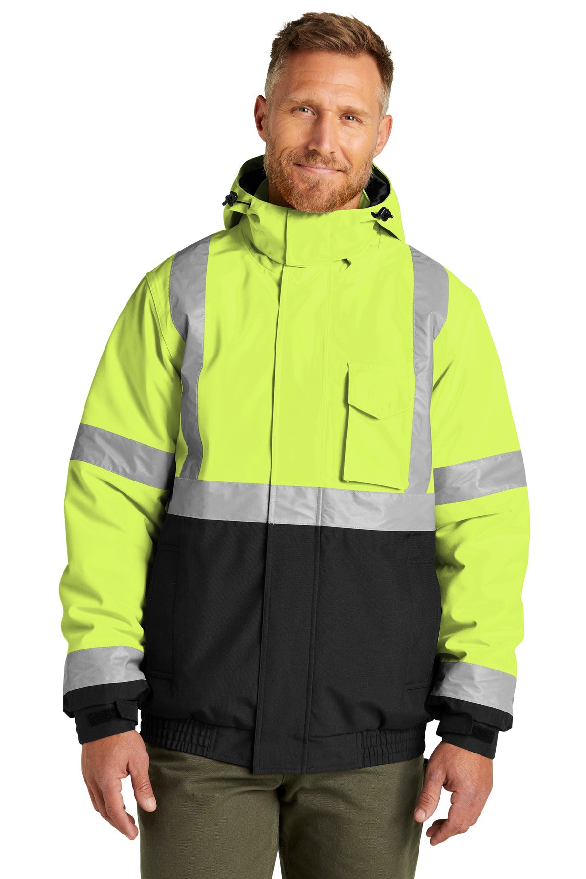CornerStone ANSI 107 Class 3 Economy Waterproof Insulated Bomber Jacket CSJ500 - EMBROIDERED