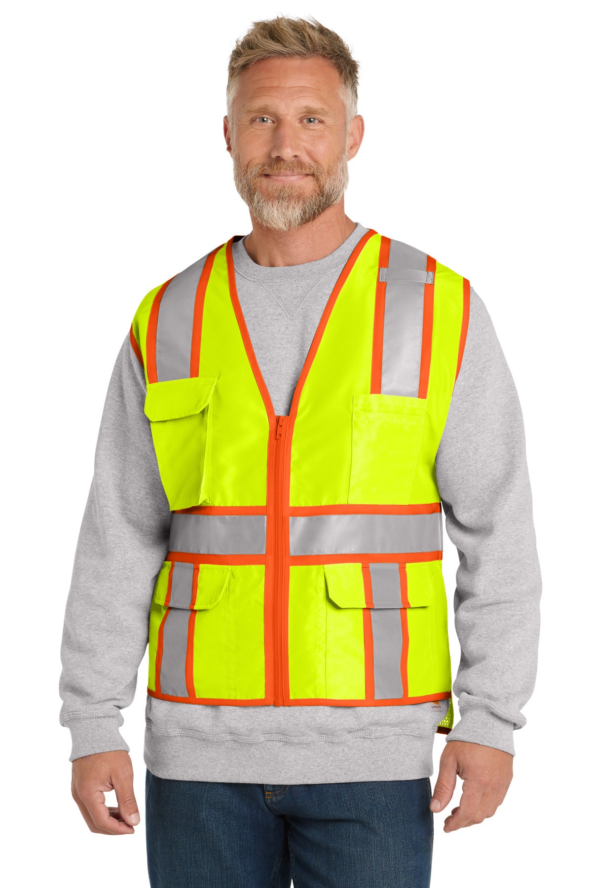CornerStone  ANSI 107 Class 2 Surveyor Zippered Two-Tone Vest. CSV105 - EMBROIDERED