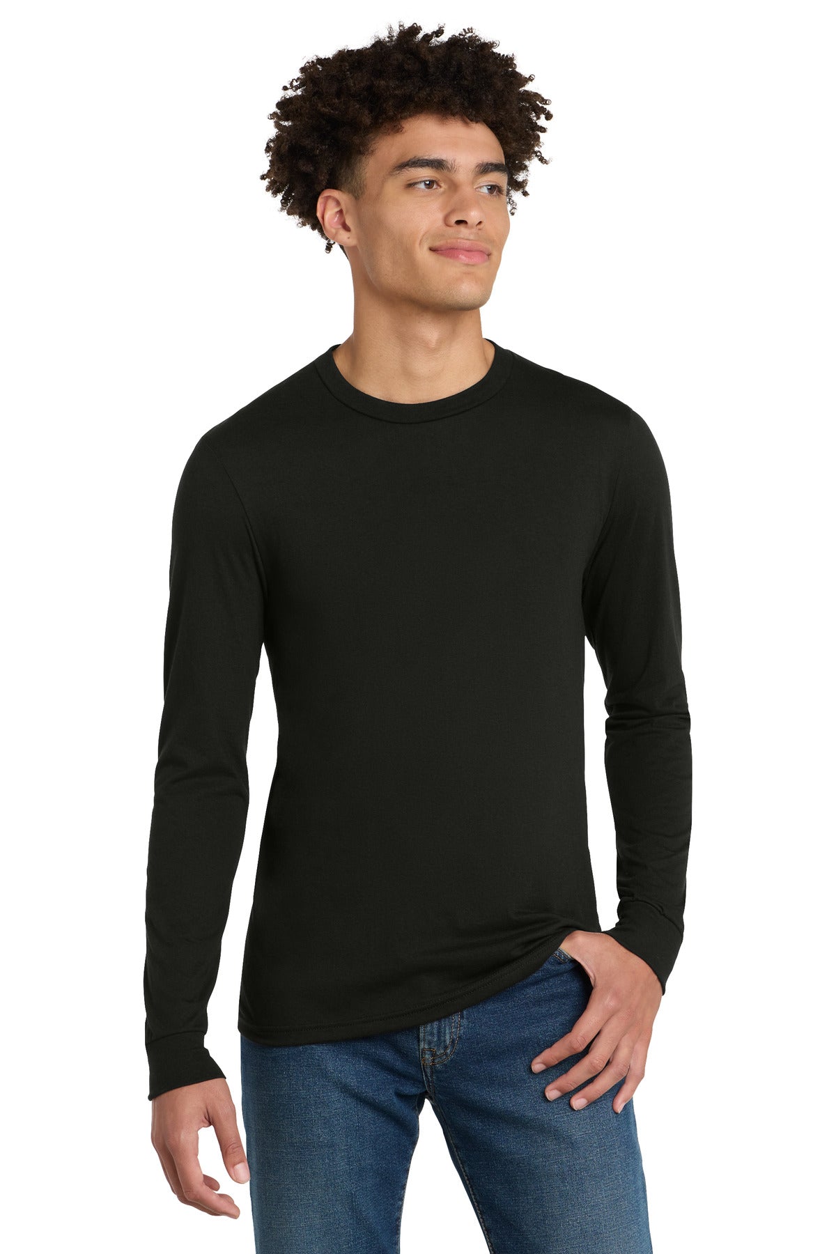 District Perfect Tri Long Sleeve Tee . DM132 - EMBROIDERED