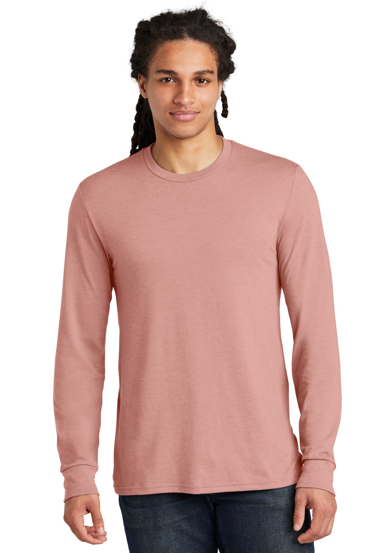 District Perfect Tri Long Sleeve Tee . DM132 - EMBROIDERED