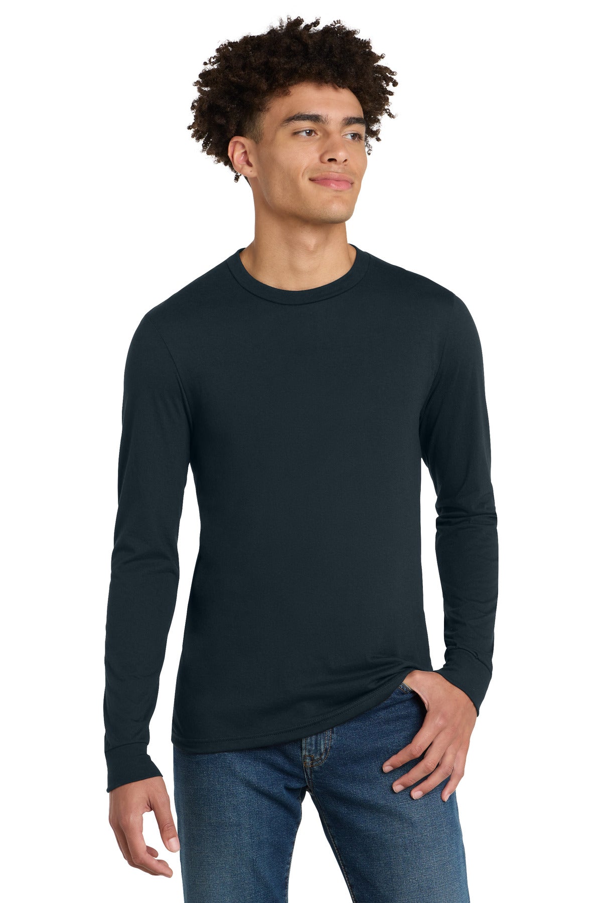 District Perfect Tri Long Sleeve Tee . DM132 - EMBROIDERED