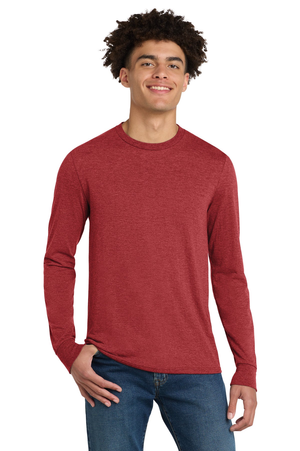 District Perfect Tri Long Sleeve Tee . DM132 - EMBROIDERED