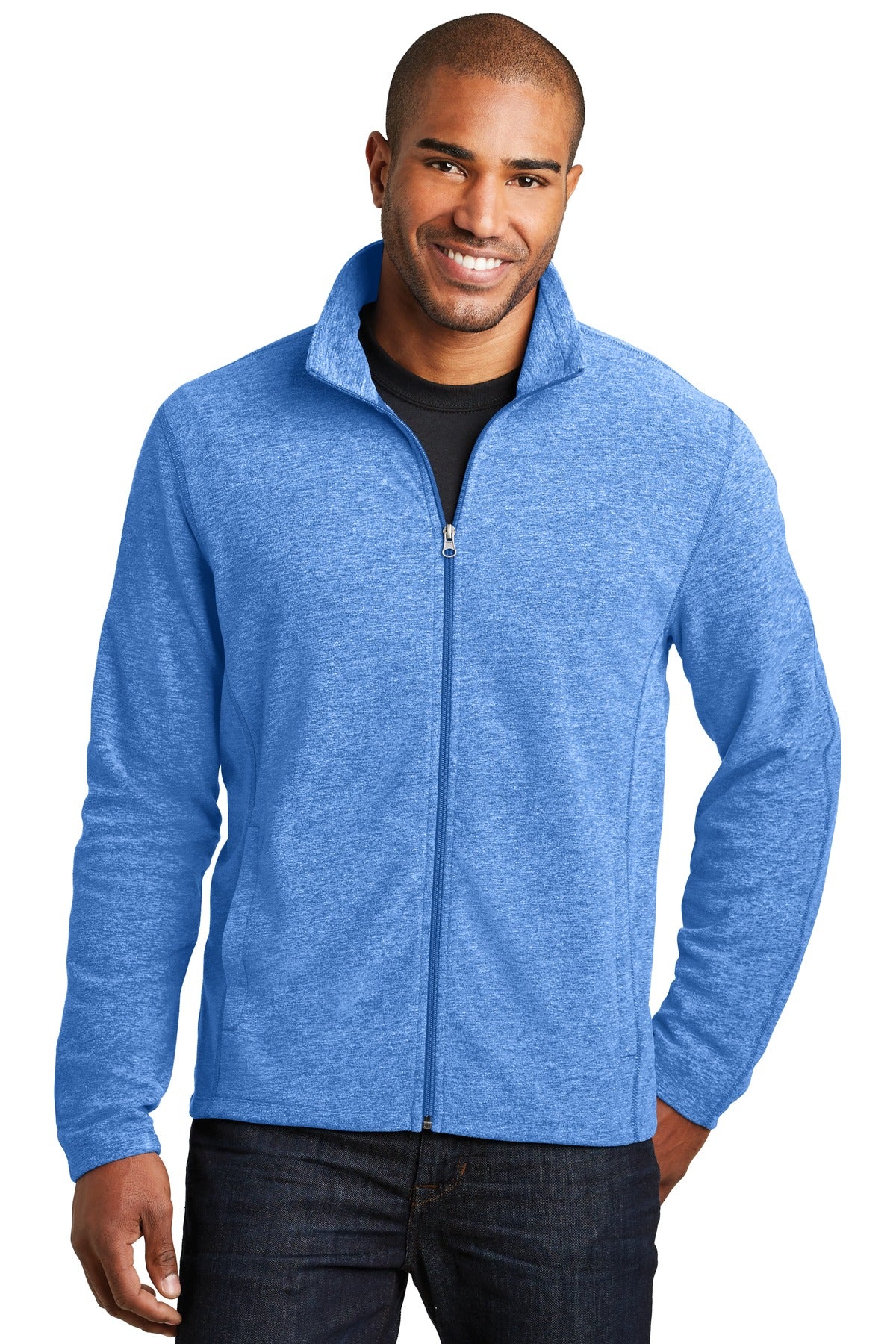 Port Authority Heather Microfleece Full-Zip Jacket. F235 - EMBROIDERED