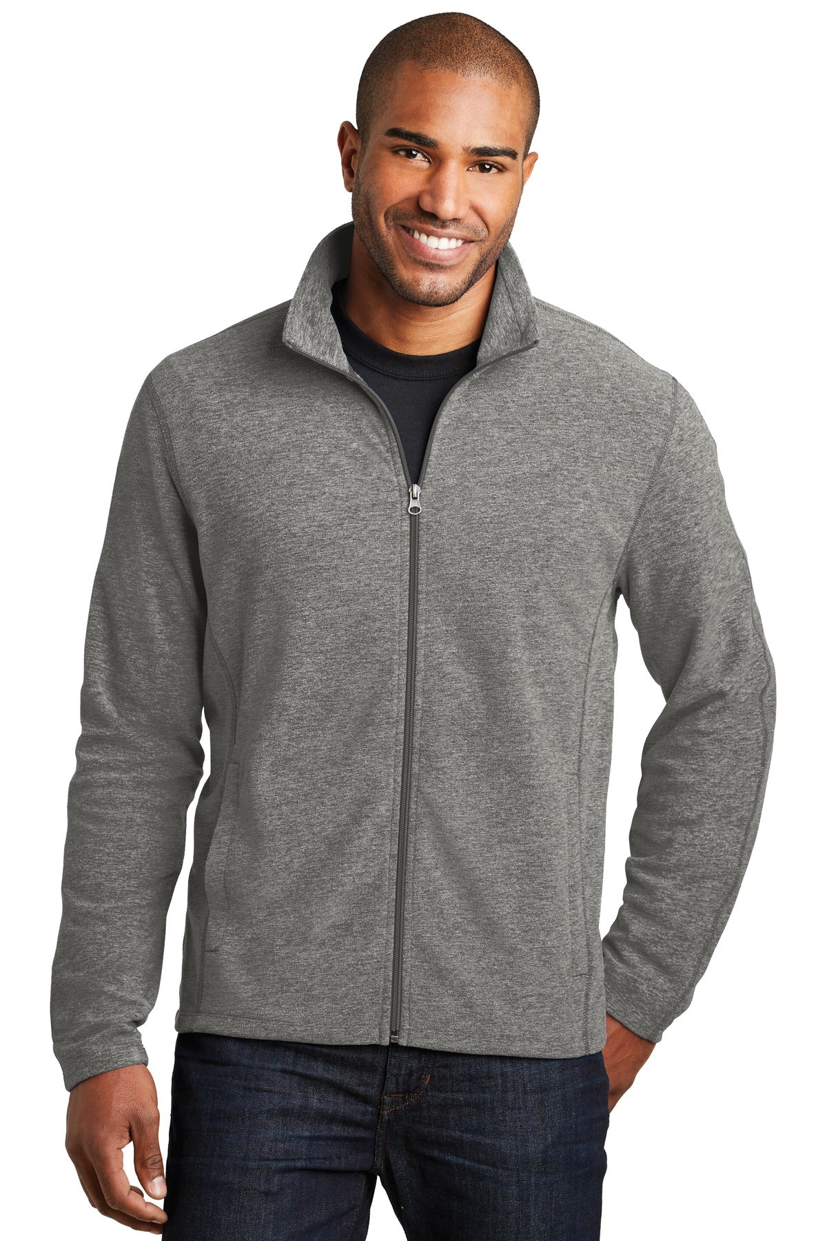 Port Authority Heather Microfleece Full-Zip Jacket. F235 - EMBROIDERED