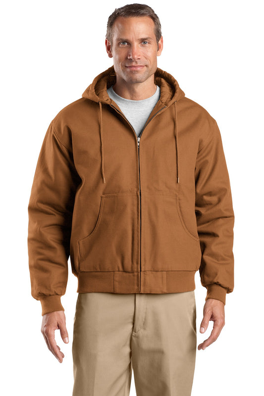 CornerStone Tall Duck Cloth Hooded Work Jacket. TLJ763H - EMBROIDERED