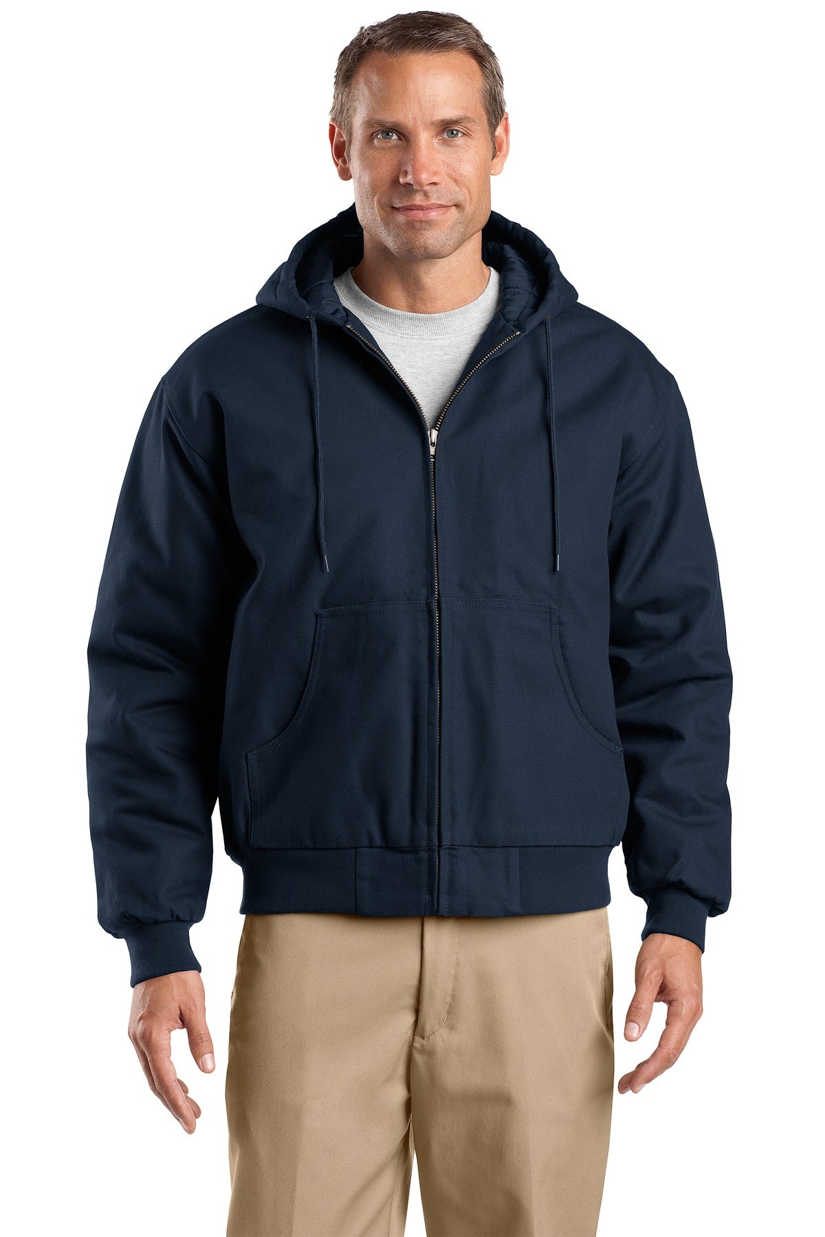 CornerStone Tall Duck Cloth Hooded Work Jacket. TLJ763H - EMBROIDERED